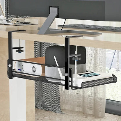 Under Desk Cable Management Tray, No Drill Steel Desk Cable Organizers, Wire Management Tray Cable Management Rack