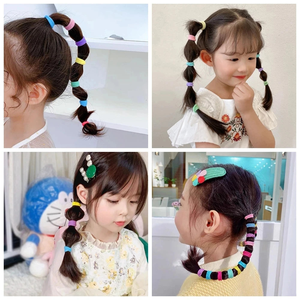 Colorful Basic Nylon Elastic Hair Ties for Girls - 100/300/500PCS Ponytail Bands