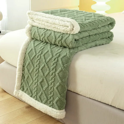 Tapestry lamb wool blanket, thickened for warmth, perfect for home or office use.