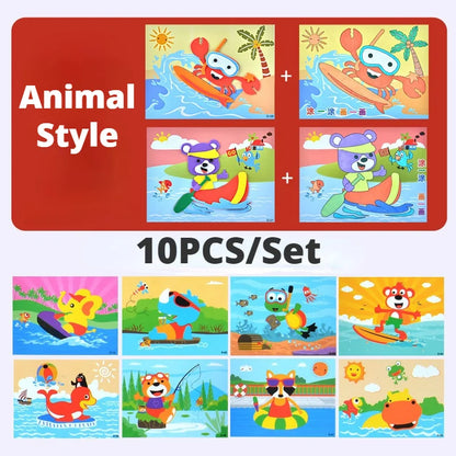 10 colorful 3D EVA foam stickers of cartoon dinosaurs and animals