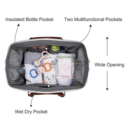 Portable Travel Mommy Bag - Large-Capacity Maternity Diaper Bag with Milk Bottle Insulation