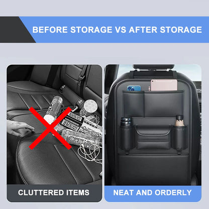 SEAMETAL Car Seat Back Storage Bag Multifunctional Storage Anti-Kick Mats Large Capacity Car Backseat Organizer Protector Pad