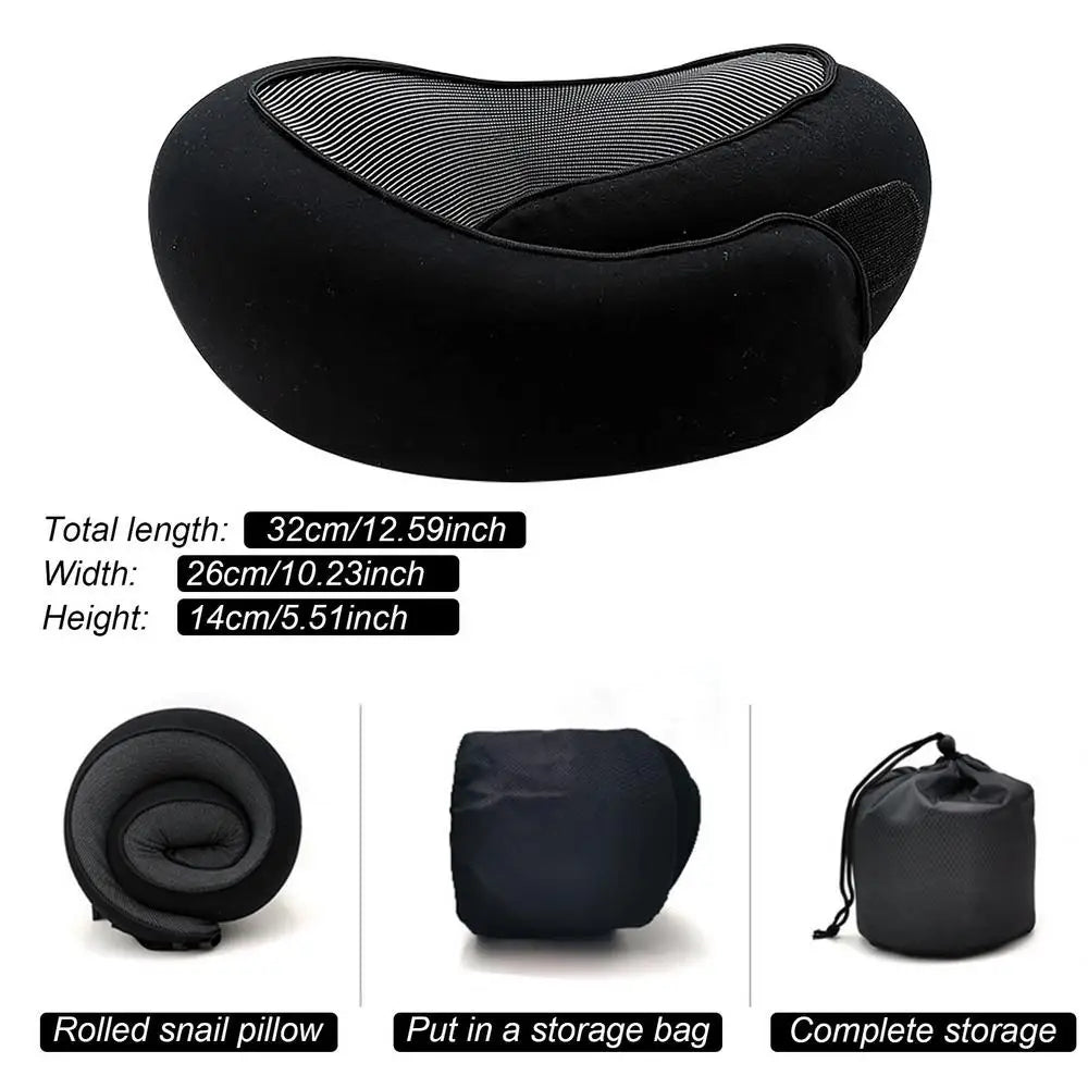 Memory Foam Neck Pillow - Portable Cervical Travel Pillow with Carry Bag