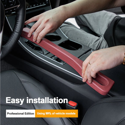 Car seat gap filler strip installed between car seat and console