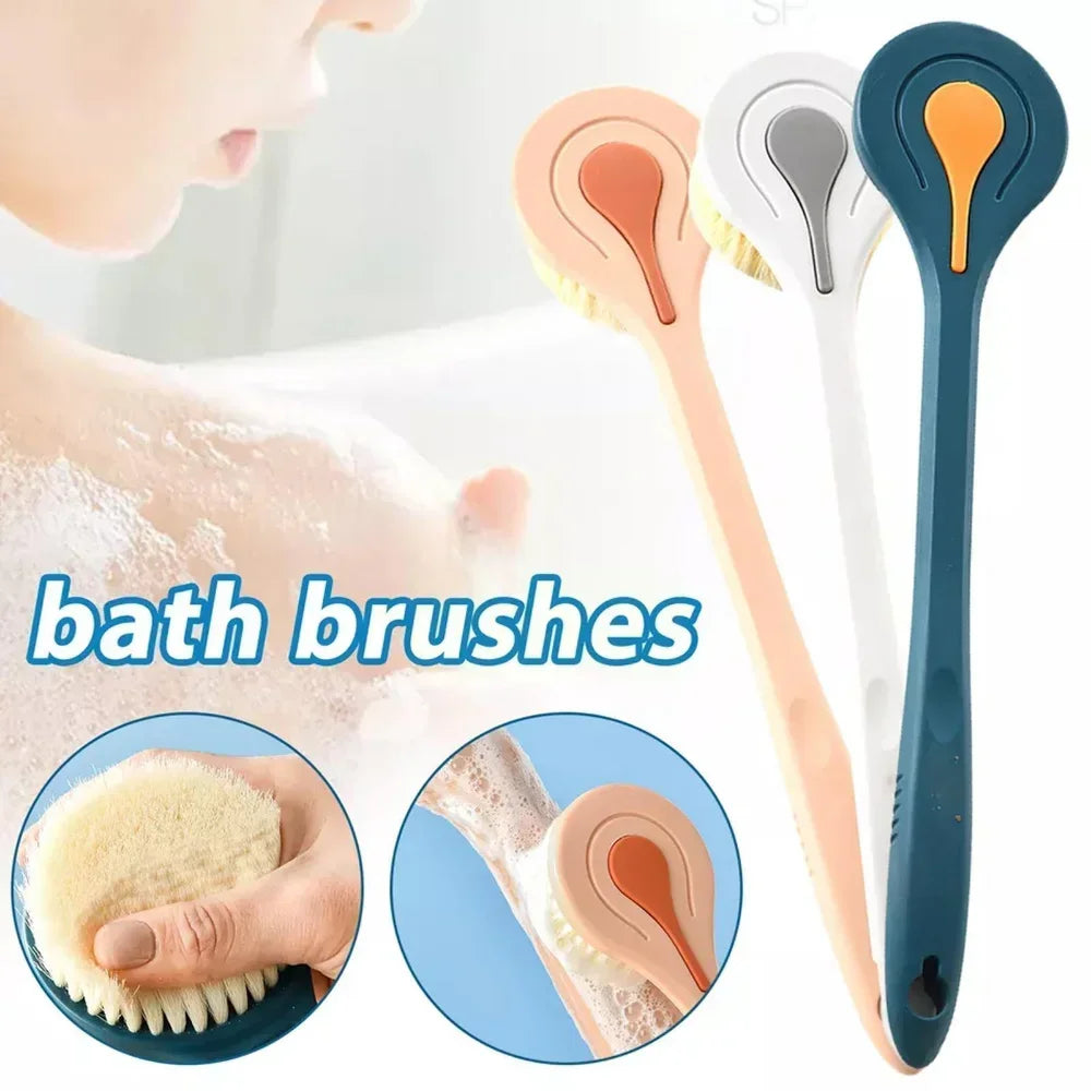 Long Handle Bath Brush Soft Back Bath Bathroom Body Bath Brush Mud Back Scrubber Shower Massage Exfoliation Brush Body Scrub