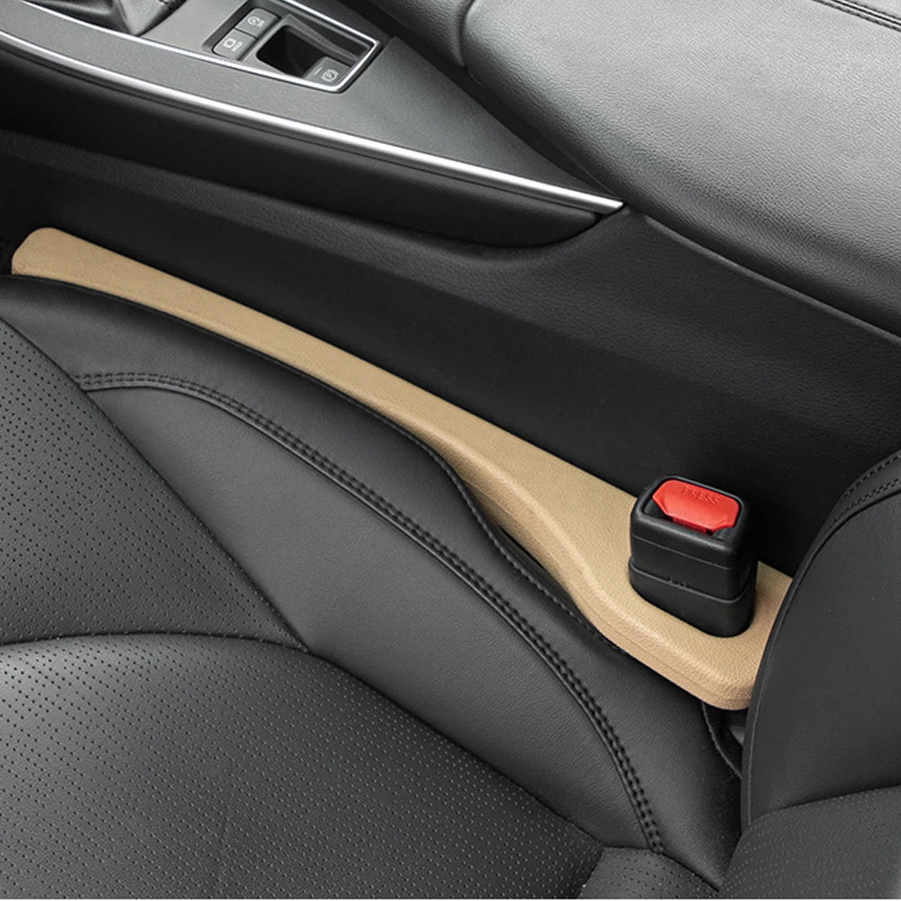 Car seat gap filler strip installed between car seat and console