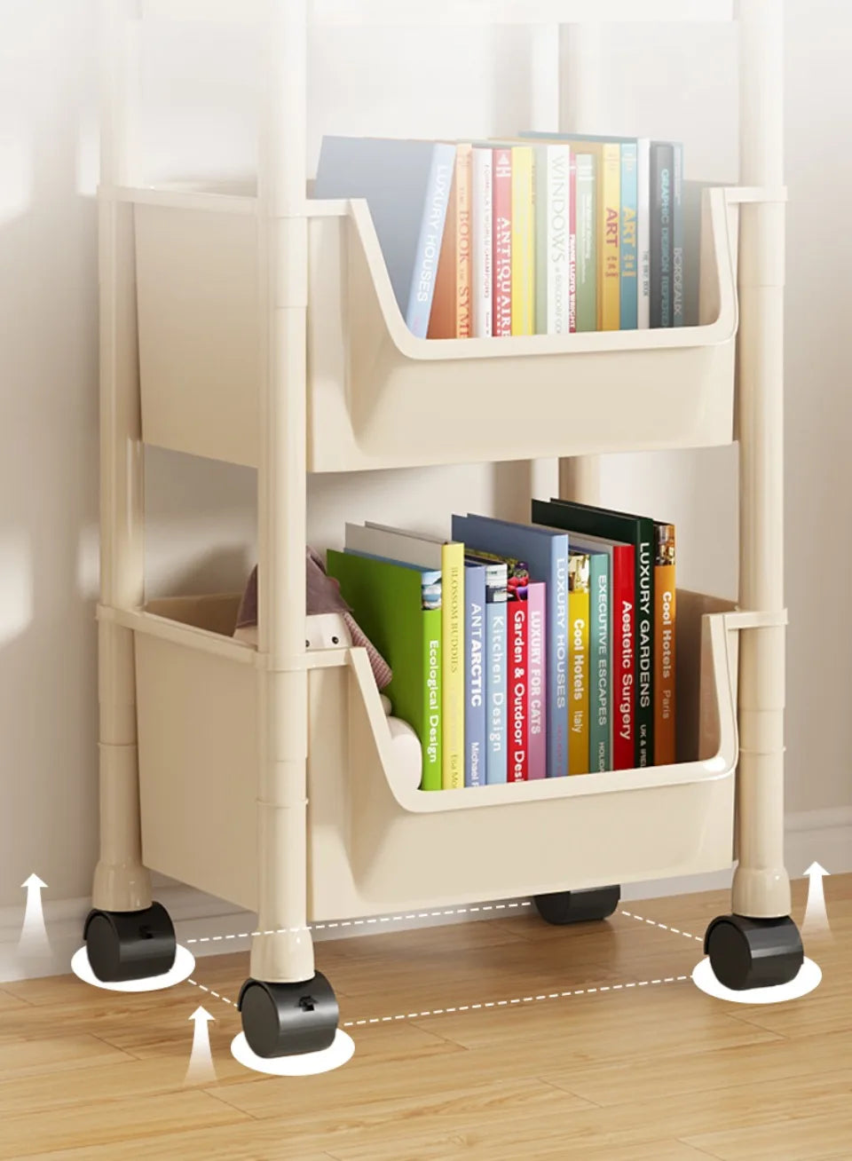 Portable Trolley Bookshelf | Kitchen Storage Rack