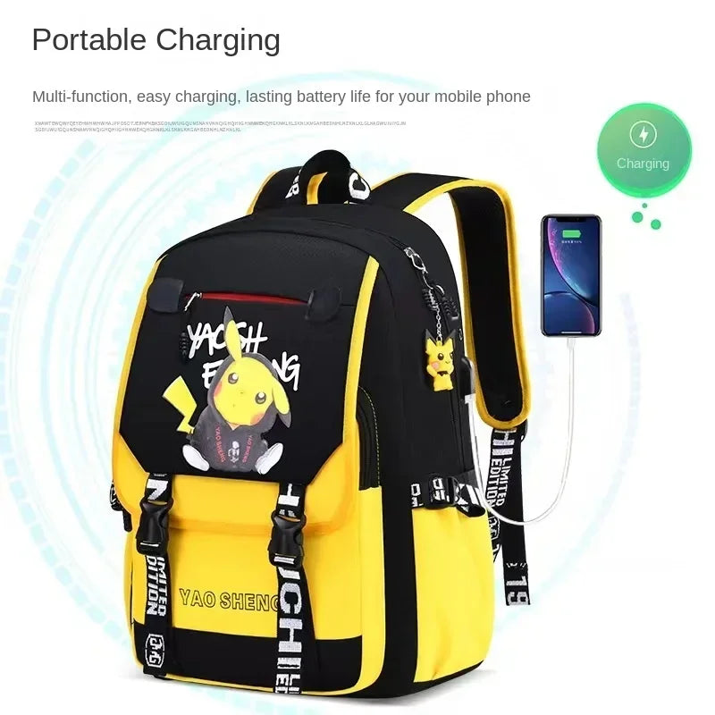 Pikachu PKQ lightweight school bag with anime design for kids, by MINISO.