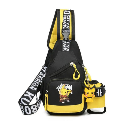 Pikachu One Shoulder Messenger Bag made from high-quality canvas, perfect for daily use.