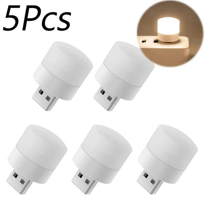 USB LED plug lamp, 1W night light providing warm white illumination. Available individually or in packs of 10, perfect for reading and portable lighting