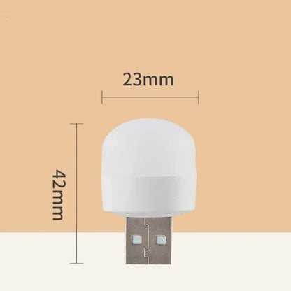 Mini USB Night Light in warm white LED, compact and energy-efficient. Ideal for reading and night lighting. Plugs into any USB port for instant illumination. Available individually or in packs of 50.