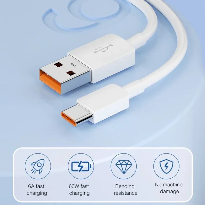 DIXSG 100W USB Type-C Cable designed for fast charging and data synchronization, compatible with Samsung S23, S22 Ultra, Huawei P30 Pro, Xiaomi, and OnePlus 6A. Durable design with USB A to Type-C connector.