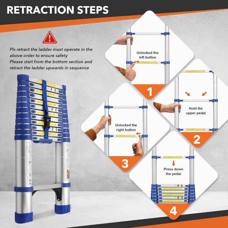 3-step aluminum folding ladder with anti-slip pedals and telescoping design, supports up to 330 lbs. Ideal for versatile tasks and easy storage.