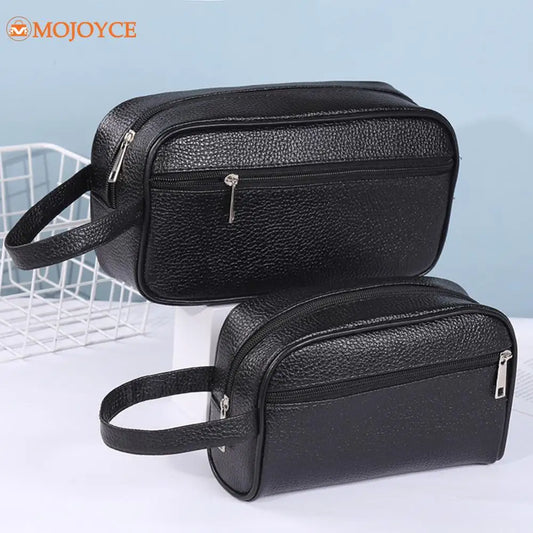 Retro PU leather wristlet wallet by MOJOYCE, solid color design, zipper closure, available in two sizes. Ideal for business, casual, and travel use.