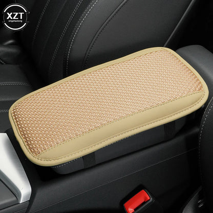 Universal car armrest pad made of breathable ice silk and PU leather