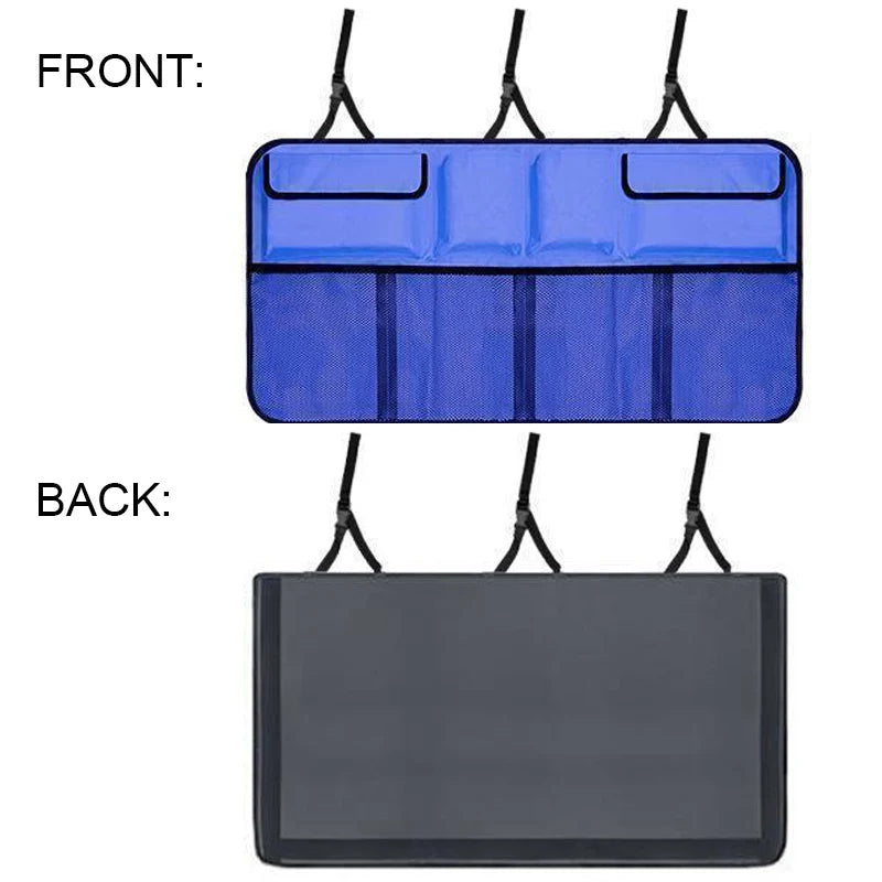 High Capacity Car Trunk Organizer with Adjustable Backseat Storage Bag and Net