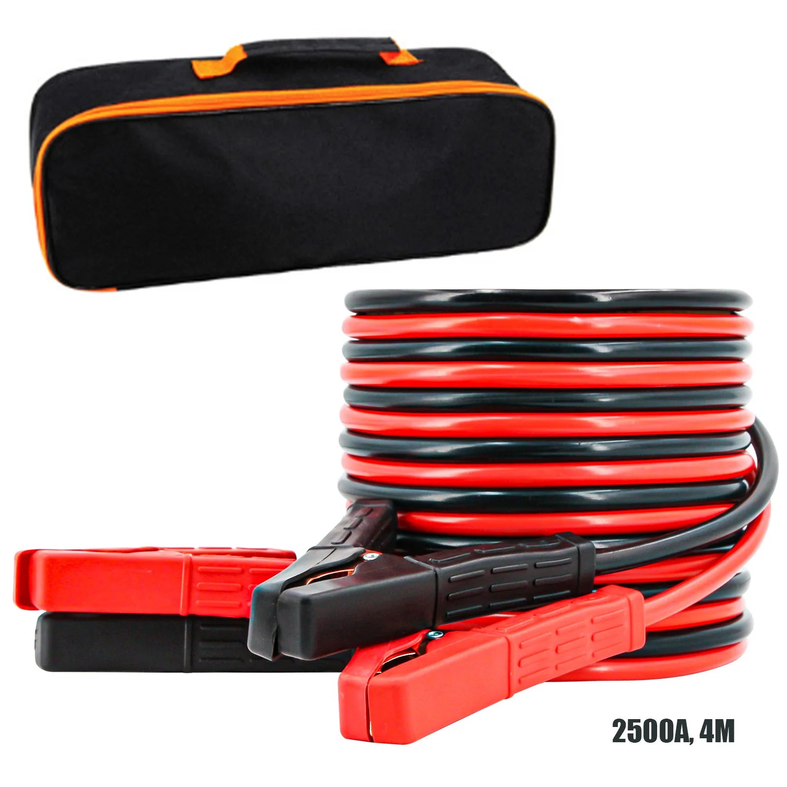 4M copper jumper cables for emergency power start, includes red and black leads.