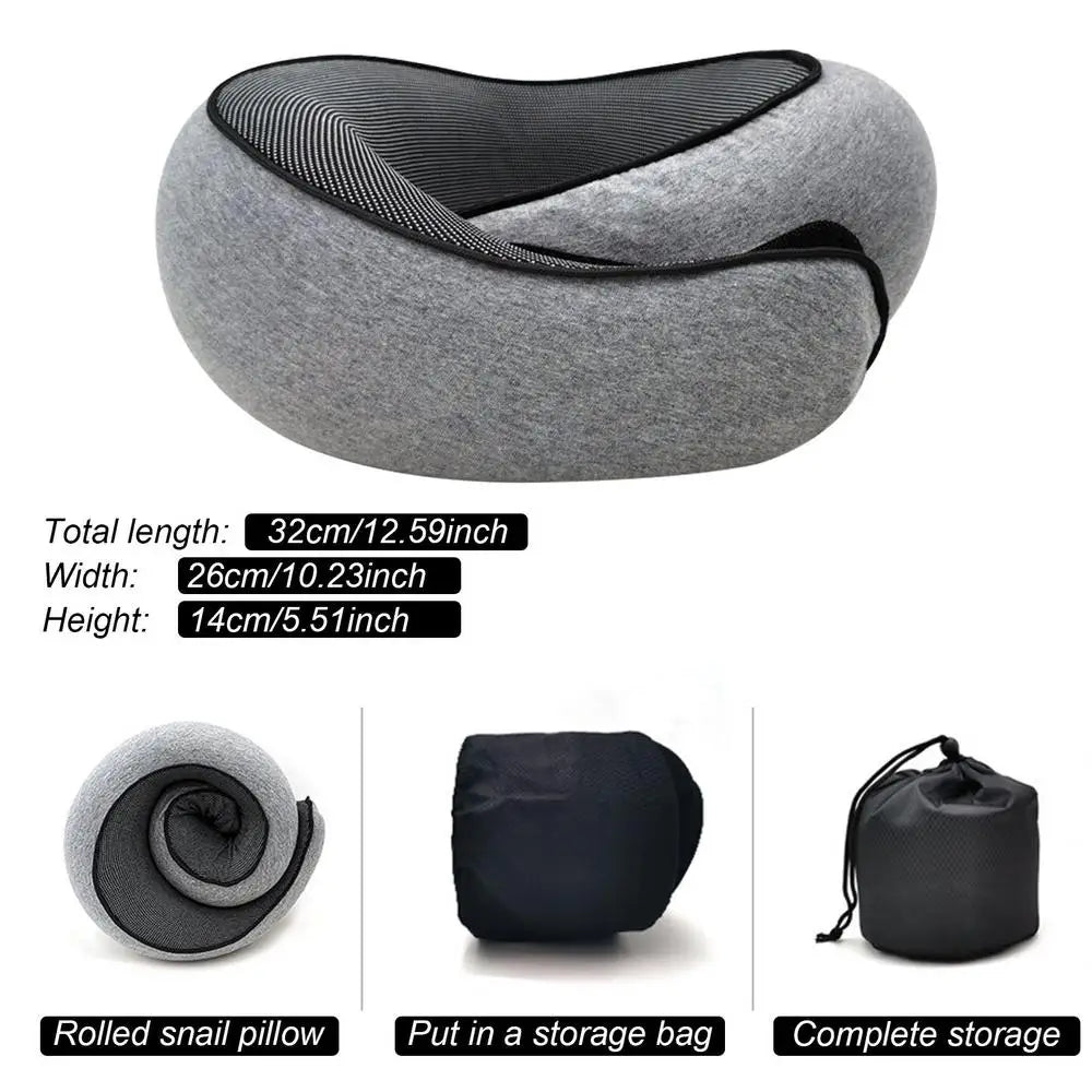 Memory Foam Neck Pillow - Portable Cervical Travel Pillow with Carry Bag