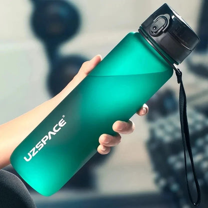 UZSPACE BPA-free sports water bottle in 500ml, 800ml, and 1000ml sizes