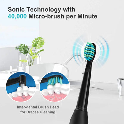 Fairywill FW-507 Electric Sonic Toothbrush | Rechargeable Waterproof with USB Charging & Replacement Heads