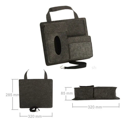 Multi-Pocket Car Seat Back Organizer - Felt Travel Hanging Bag with Storage Pockets