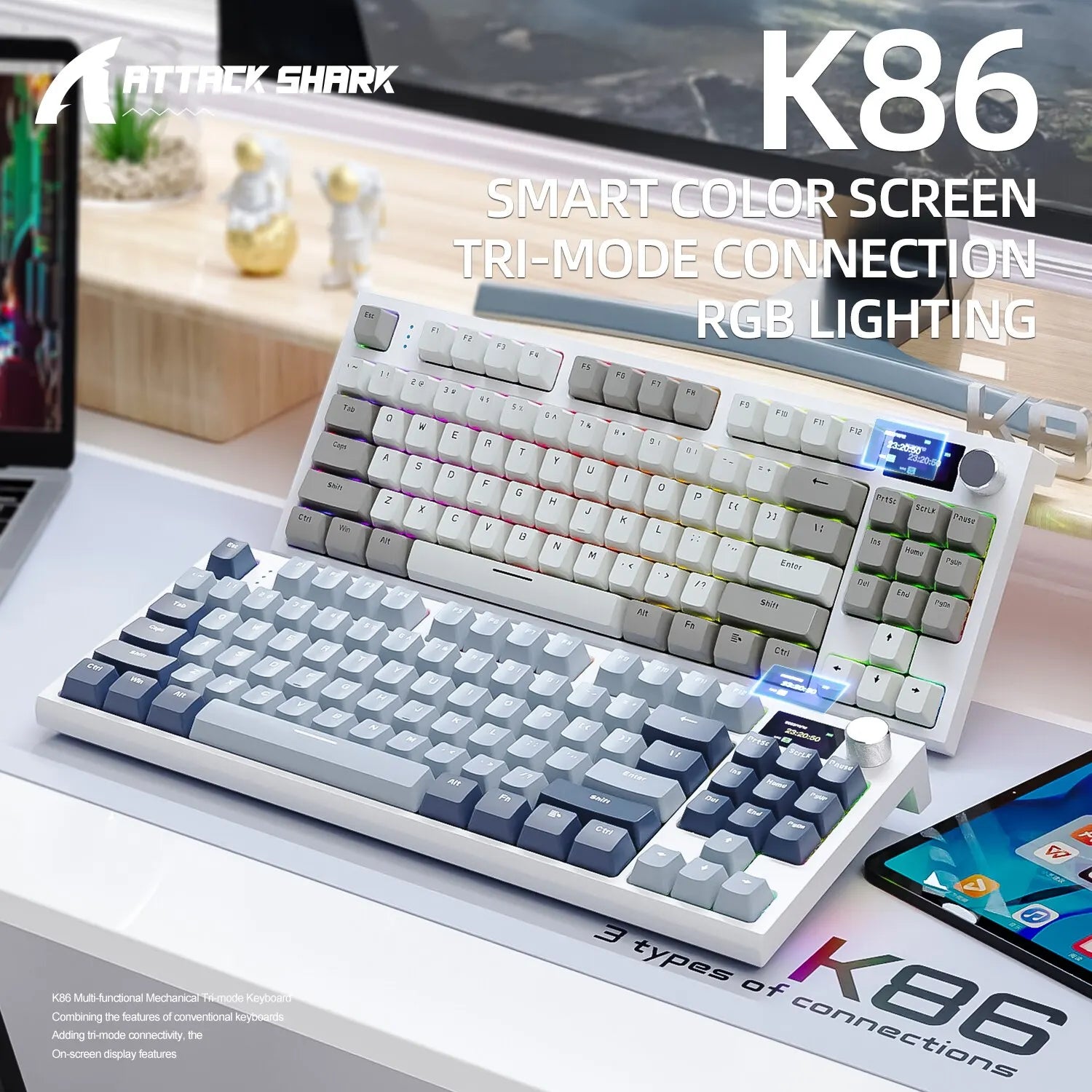 k86-wireless-hot-swappable-mechanical-keyboard-display-volume-knob