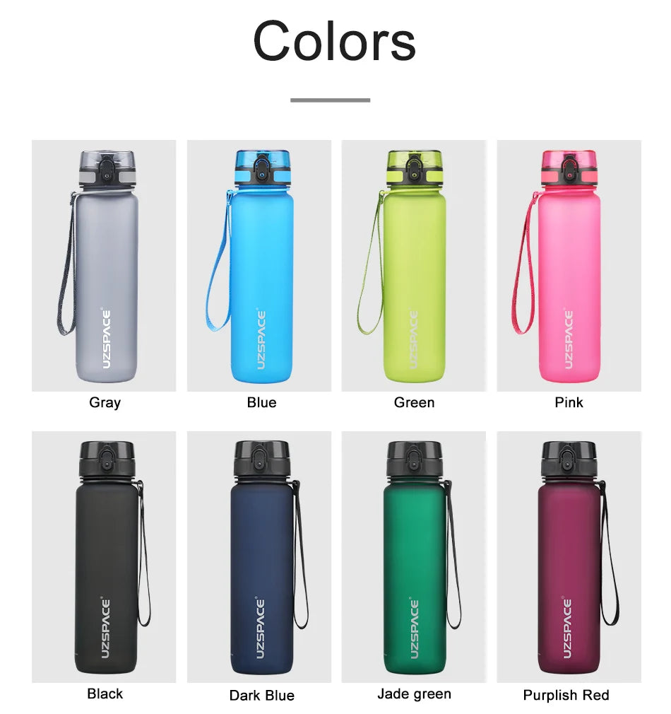 UZSPACE 500/1000ml leakproof sports water bottle with Tritan plastic