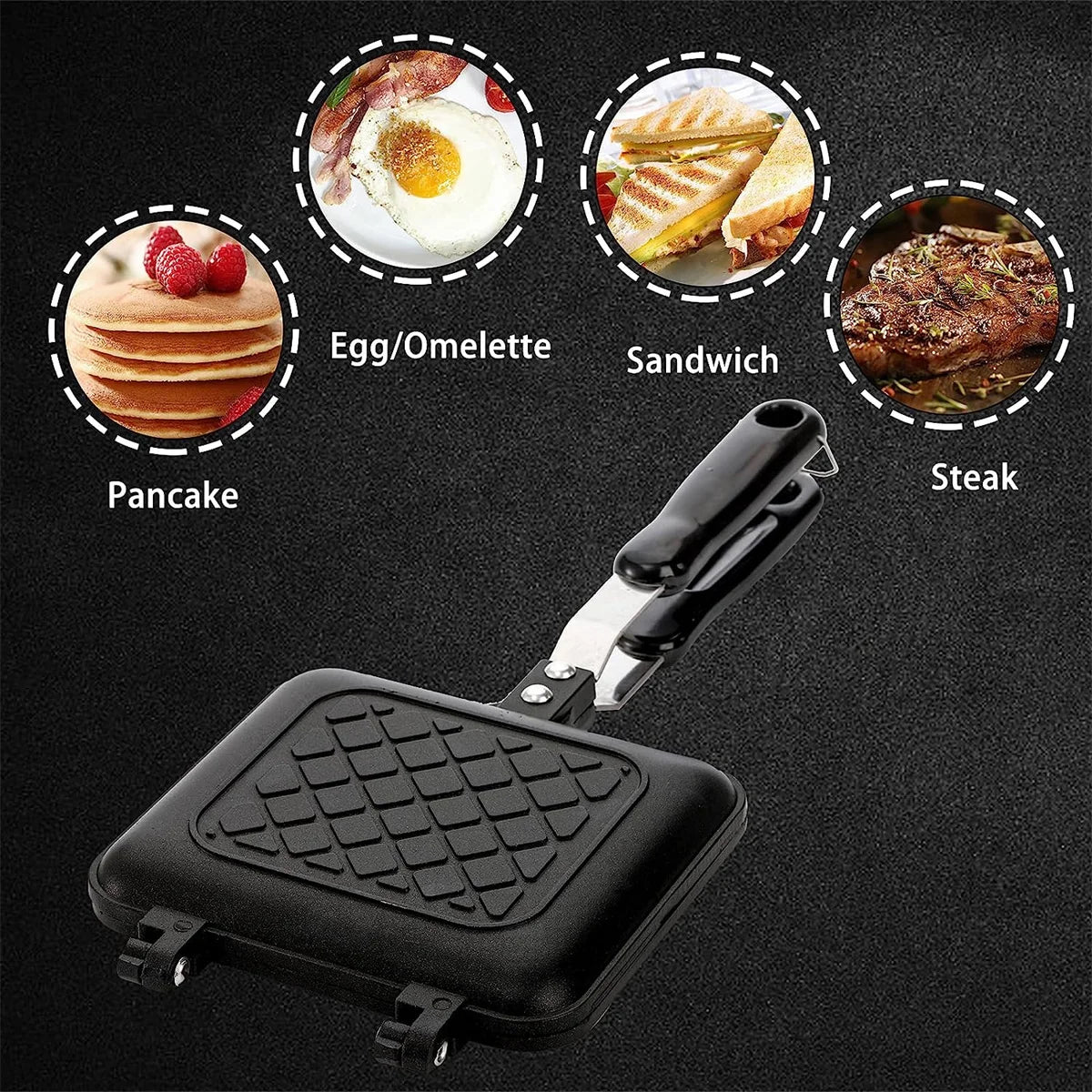 Double Sided Non-stick Frying Pan Sandwich Maker with Handle