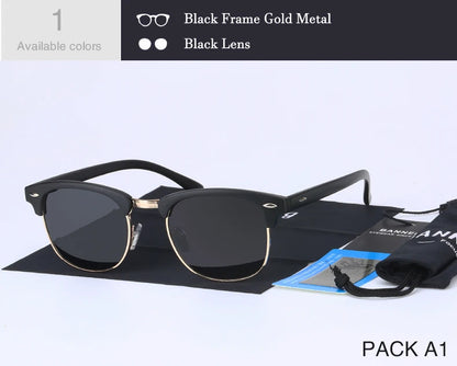 UV400 HD Polarized Sunglasses - Classic Semi-Rimless Fashion Shades