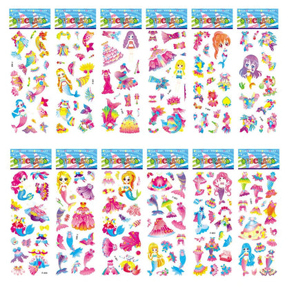 Five sheets of colorful puffy stickers featuring various cartoon designs, perfect for kids' scrapbooking and holiday gifts.