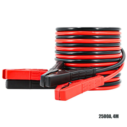 4M copper jumper cables for emergency power start, includes red and black leads.