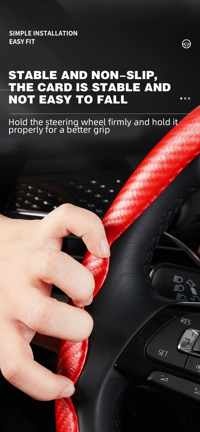 Universal Non-Slip Carbon Fiber Car Steering Cover