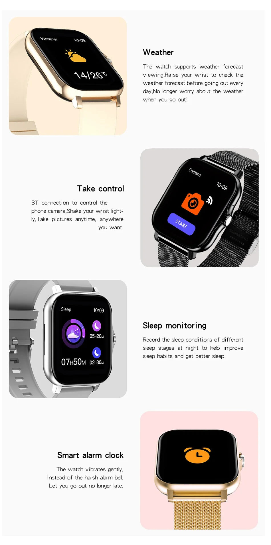 Color Screen Smartwatch with customizable dials, Bluetooth connectivity, and advanced tracking.