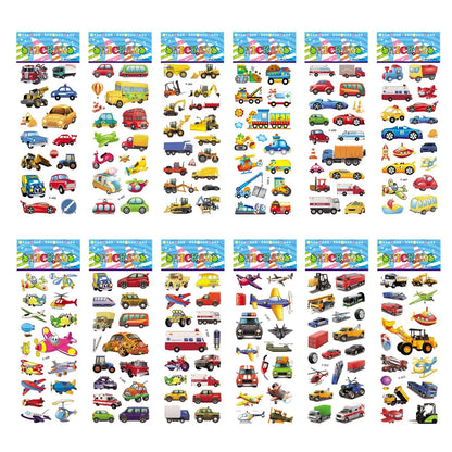 Five sheets of colorful puffy stickers featuring various cartoon designs, perfect for kids' scrapbooking and holiday gifts.