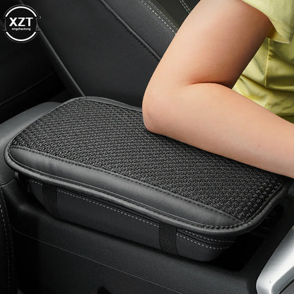 Universal car armrest pad made of breathable ice silk and PU leather