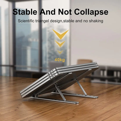 Portable Aluminum Laptop Stand - Foldable MacBook Air/Pro & PC Support