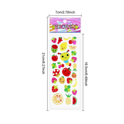 Five sheets of colorful puffy stickers featuring various cartoon designs, perfect for kids' scrapbooking and holiday gifts.