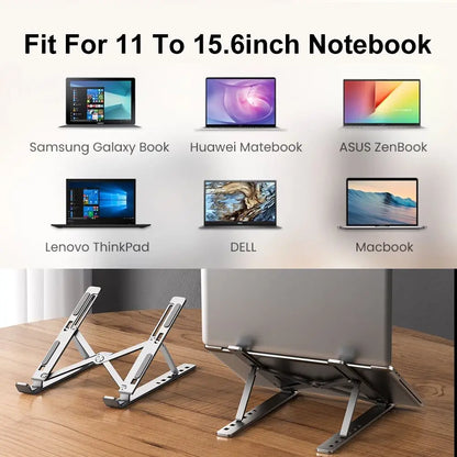 Portable Aluminum Laptop Stand - Foldable MacBook Air/Pro & PC Support