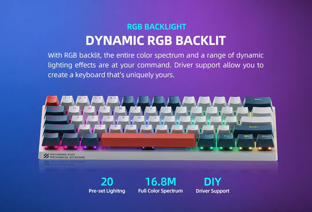 MACHENIKE K500-B61 Mini Mechanical Gaming Keyboard - 60% RGB Hot-Swappable