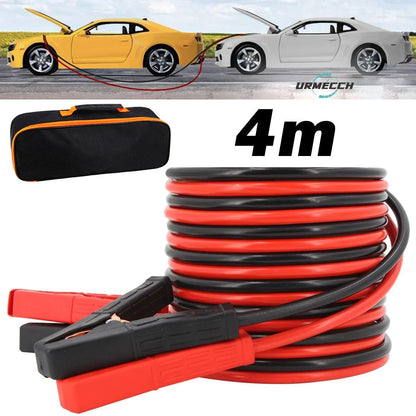 4M copper jumper cables for emergency power start, includes red and black leads.