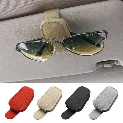 Hanging car glasses holder with magnetic sunglasses clip in PU leather