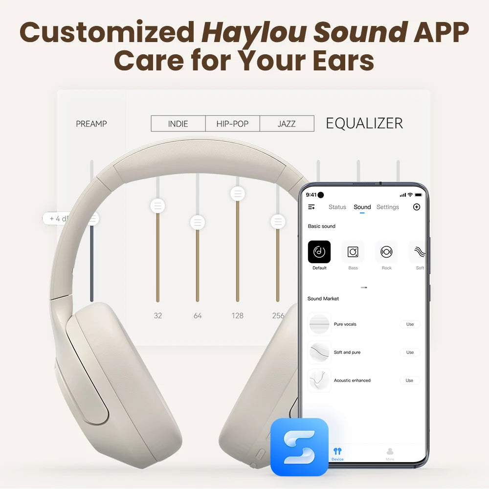 Haylou S35 ANC Wireless Bluetooth 5.2 Headphones - 42dB Noise Cancellation, 60H Playtime, 40mm Driver