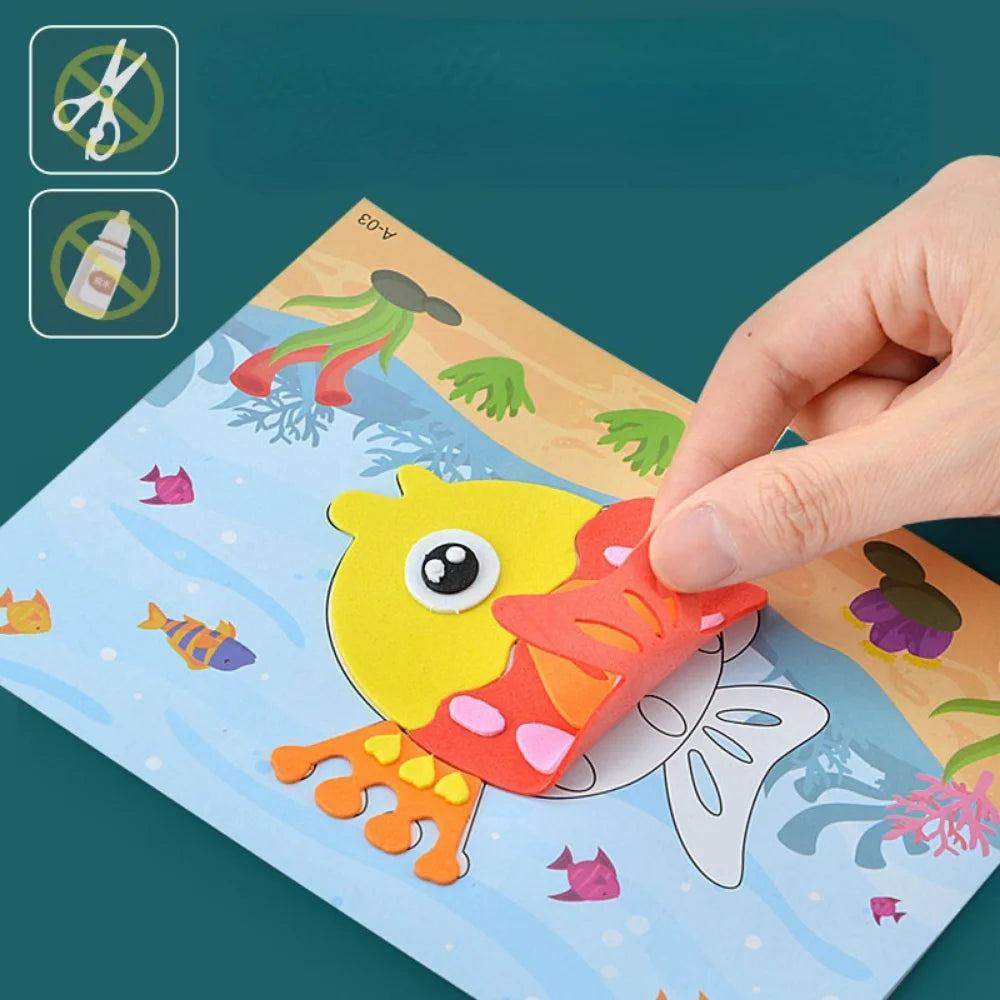 10 colorful 3D EVA foam stickers of cartoon dinosaurs and animals