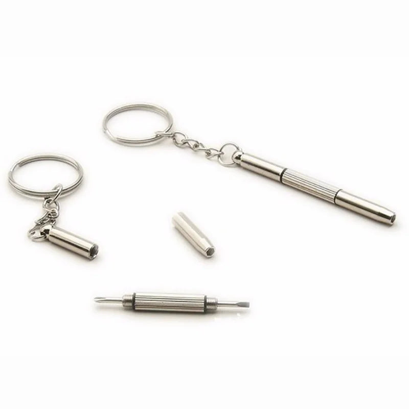 Eyeglass Screwdriver 3-in-1 Portable Stainless Steel Keychain Repair Tool