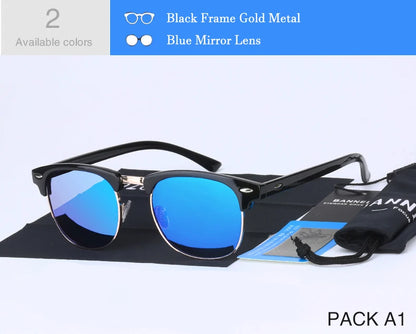 UV400 HD Polarized Sunglasses - Classic Semi-Rimless Fashion Shades